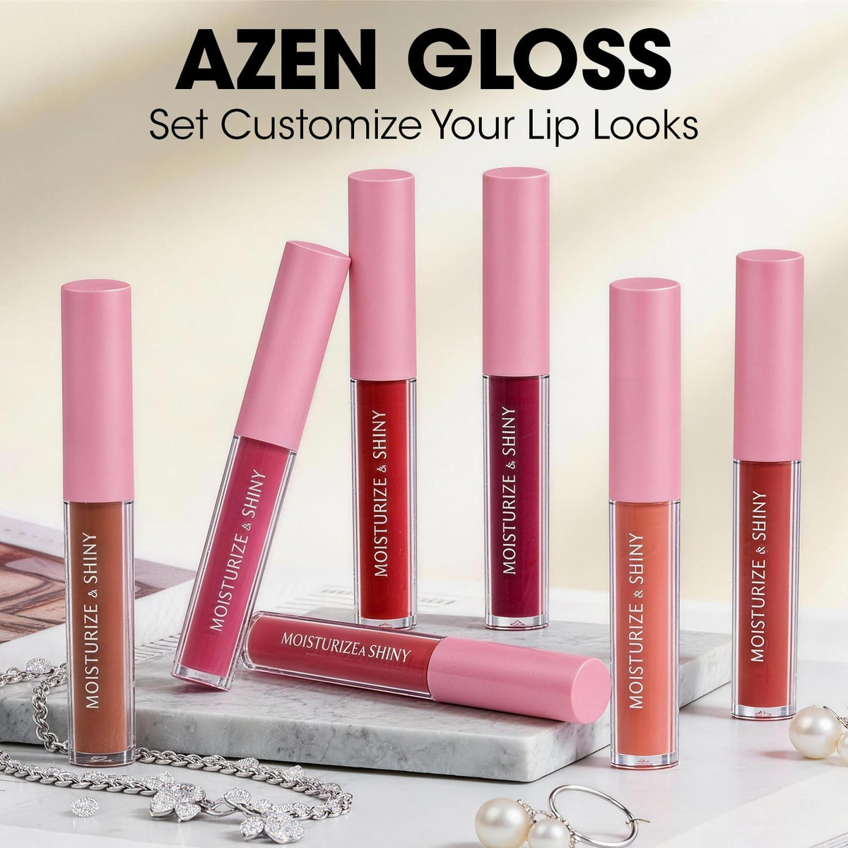 AZEN texture close-up highlighting glossy finish and hydrating look