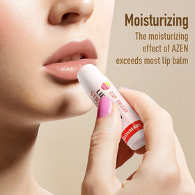 AZEN lip balm tube closeup highlighting smooth texture and easy glide