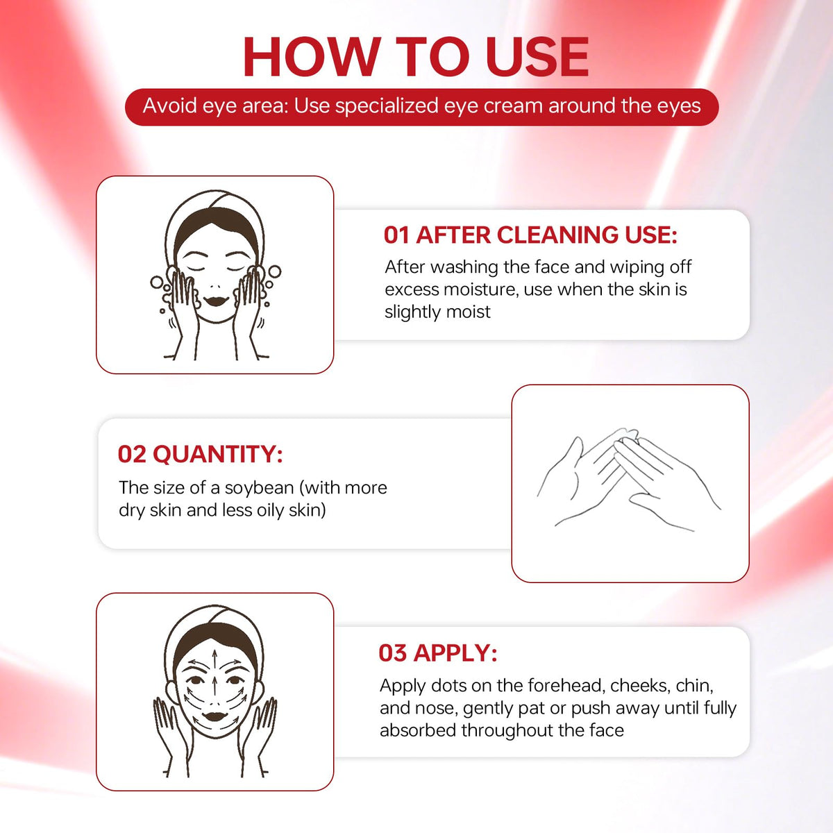 Model applying Azirkel Koriderm to neck and face for firmer, plumper-looking skin benefit