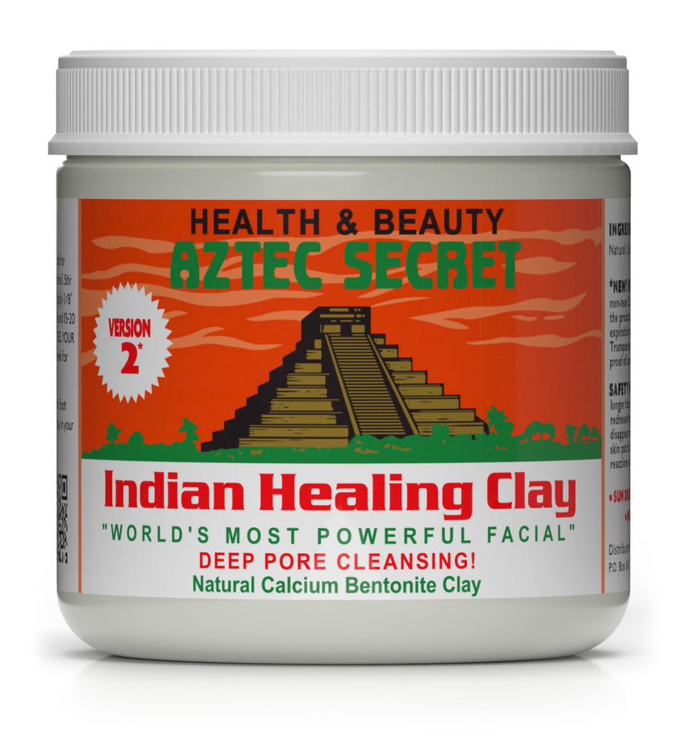 Aztec Secret jar front label showing product and size for clear identification