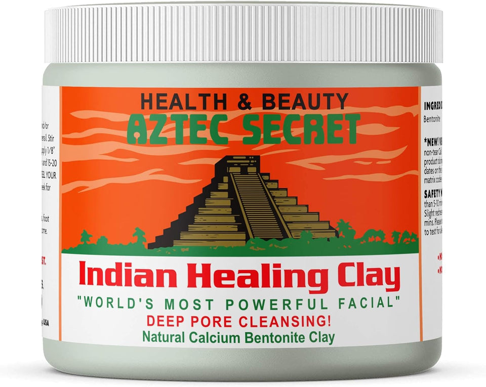 Aztec Secret jar front packaging showing label and size for deep pore cleansing