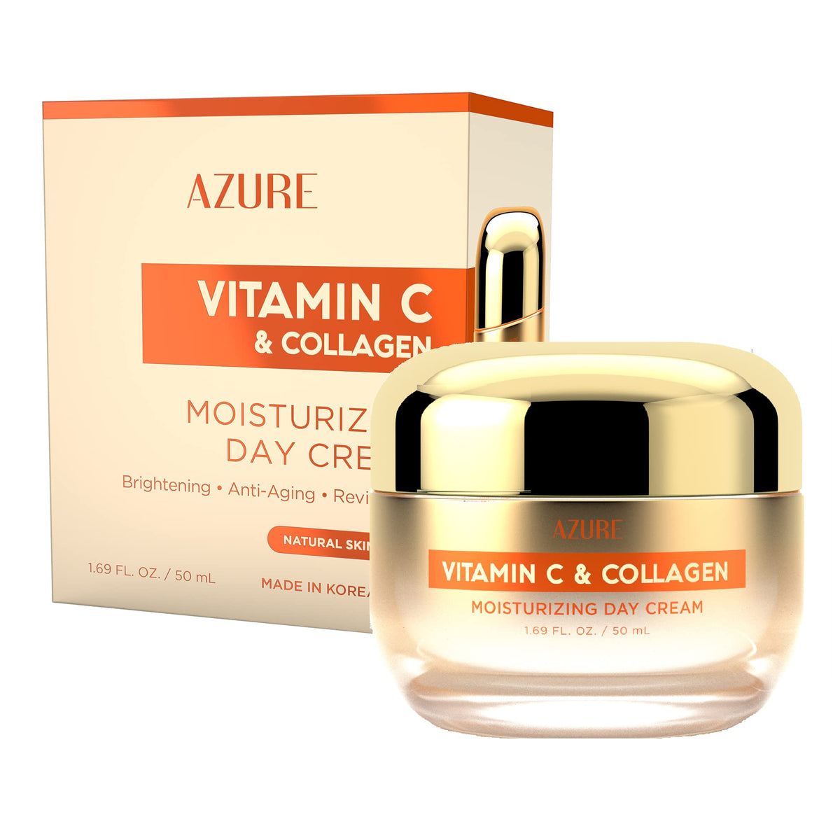 Azure Cosmetics front jar shot showing packaging and benefits