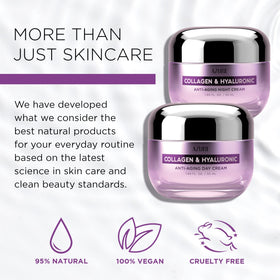 Azure Cosmetics label and ingredient list showing collagen and hyaluronic acid benefits