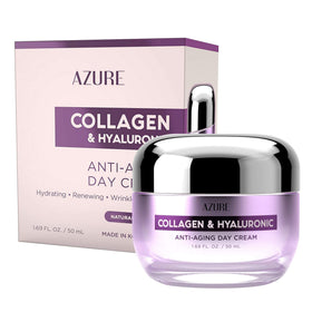 Azure Cosmetics jar front view showing branding and compact size benefit