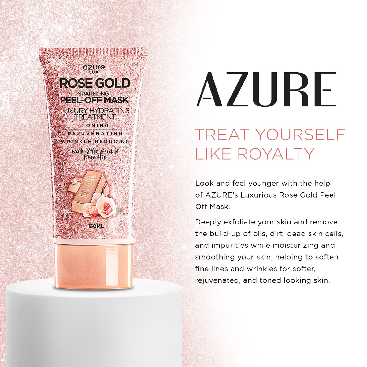Azure Cosmetics applying mask to face demonstrating even coverage and easy use