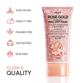 Azure Cosmetics ingredient display with rose hip oil and hyaluronic acid for hydration