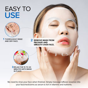 Azure Cosmetics mask packet held next to hand showing scale and single-use convenience benefit