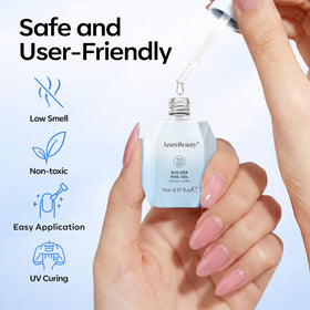 AZUREBEAUTY hand applying builder gel to form apex for stronger nail structure