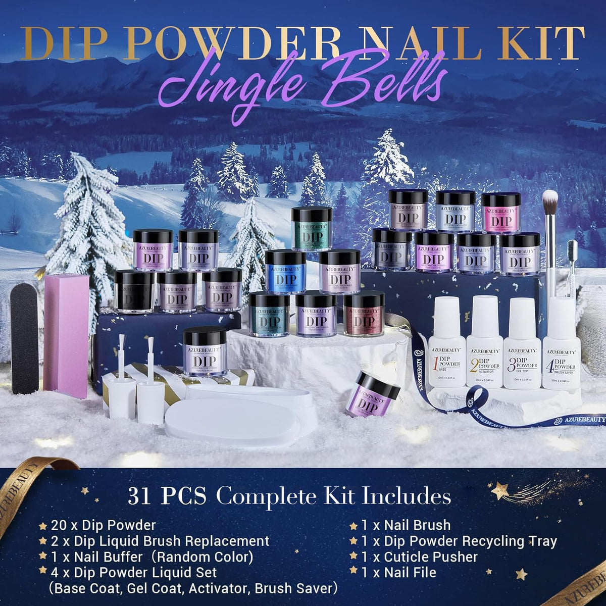 AZUREBEAUTY hands applying dip powder demonstrating simple lamp-free method and fast drying