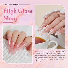 AZUREBEAUTY step-by-step dipping process on a nail to show beginner-friendly application