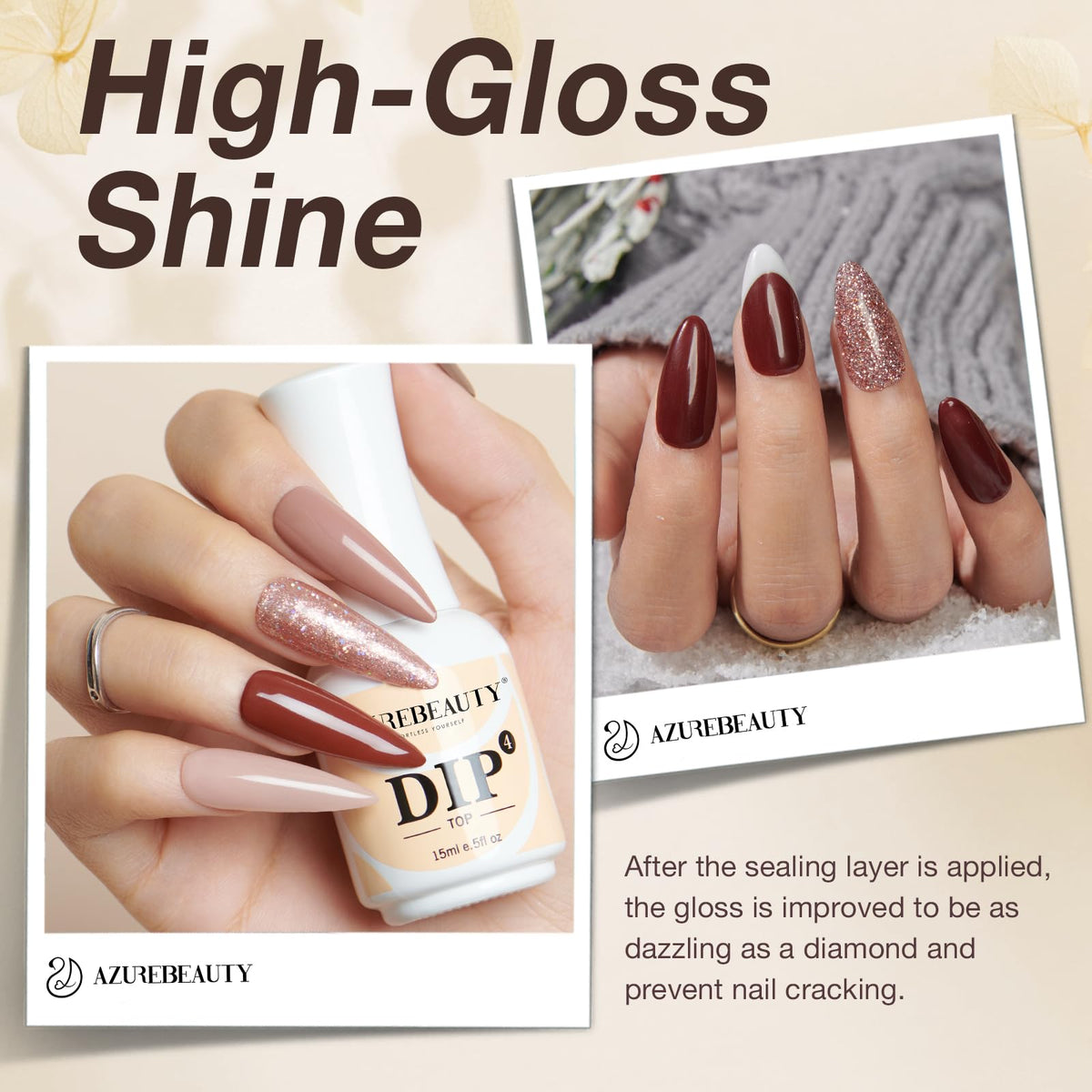 AzureBeauty base bond activator and top coat arranged to show step sequence benefits