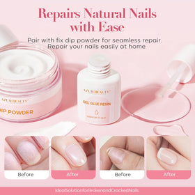 azurebeauty before and after nail repair showing strengthened nail finish