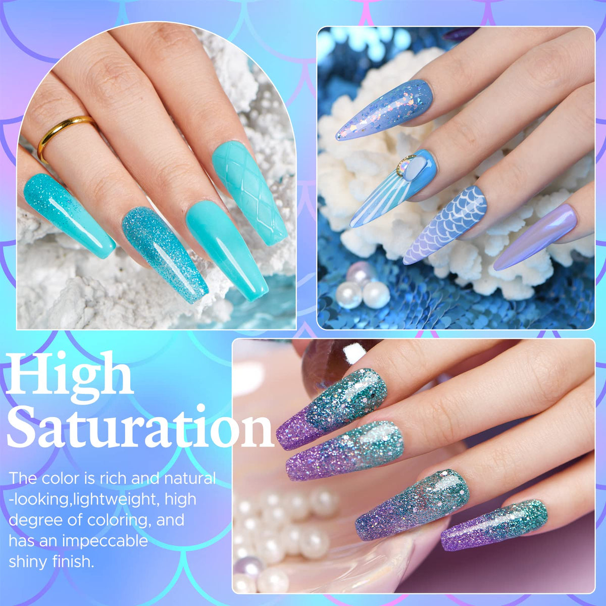 AzureBeauty top view of twenty dip powder colors with color variety