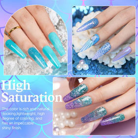 AzureBeauty top view of twenty dip powder colors with color variety