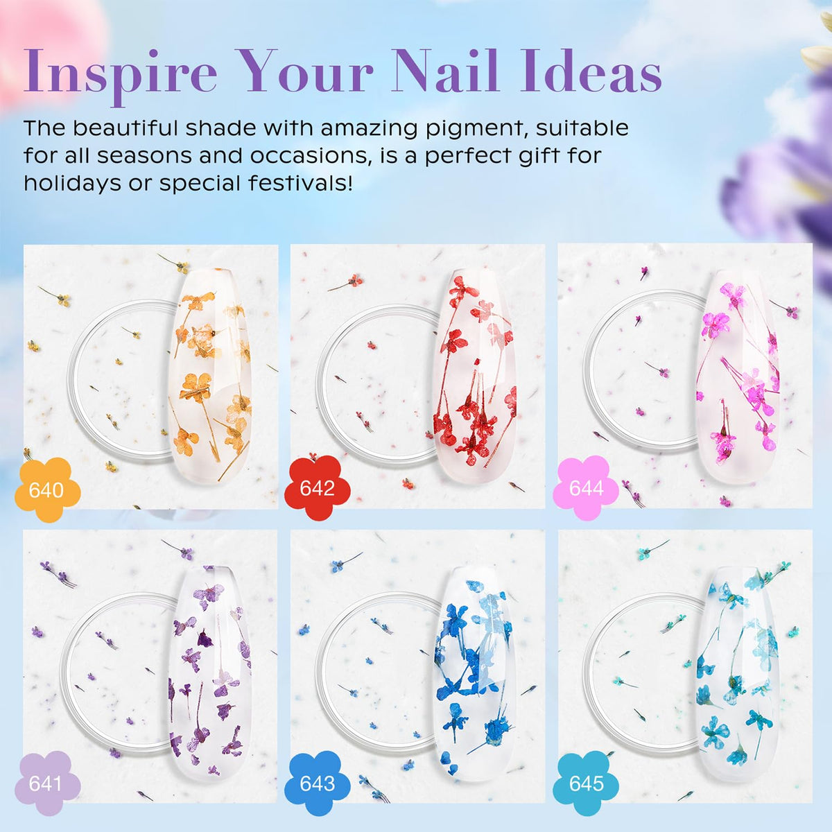 AZUREBEAUTY color palette of six transparent dip powders for versatile nail art