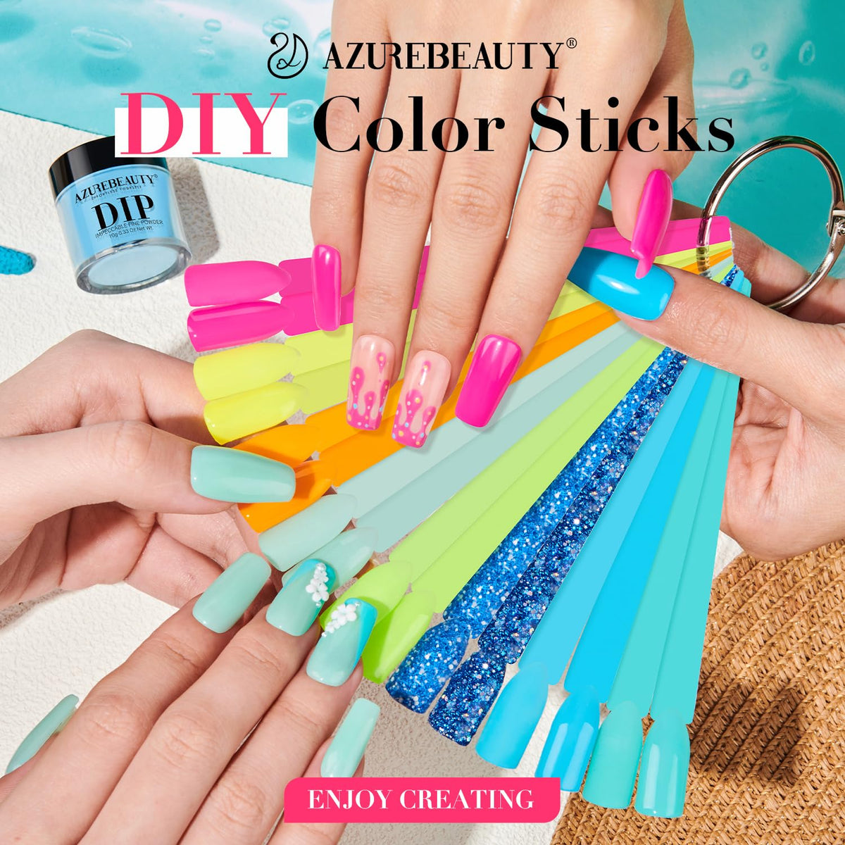 AZUREBEAUTY open color pots with visible neon and pastel swatches, helpful for shade selection