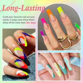 AzureBeauty color swatch fan displaying 20 neon and glitter tones for creative mixing