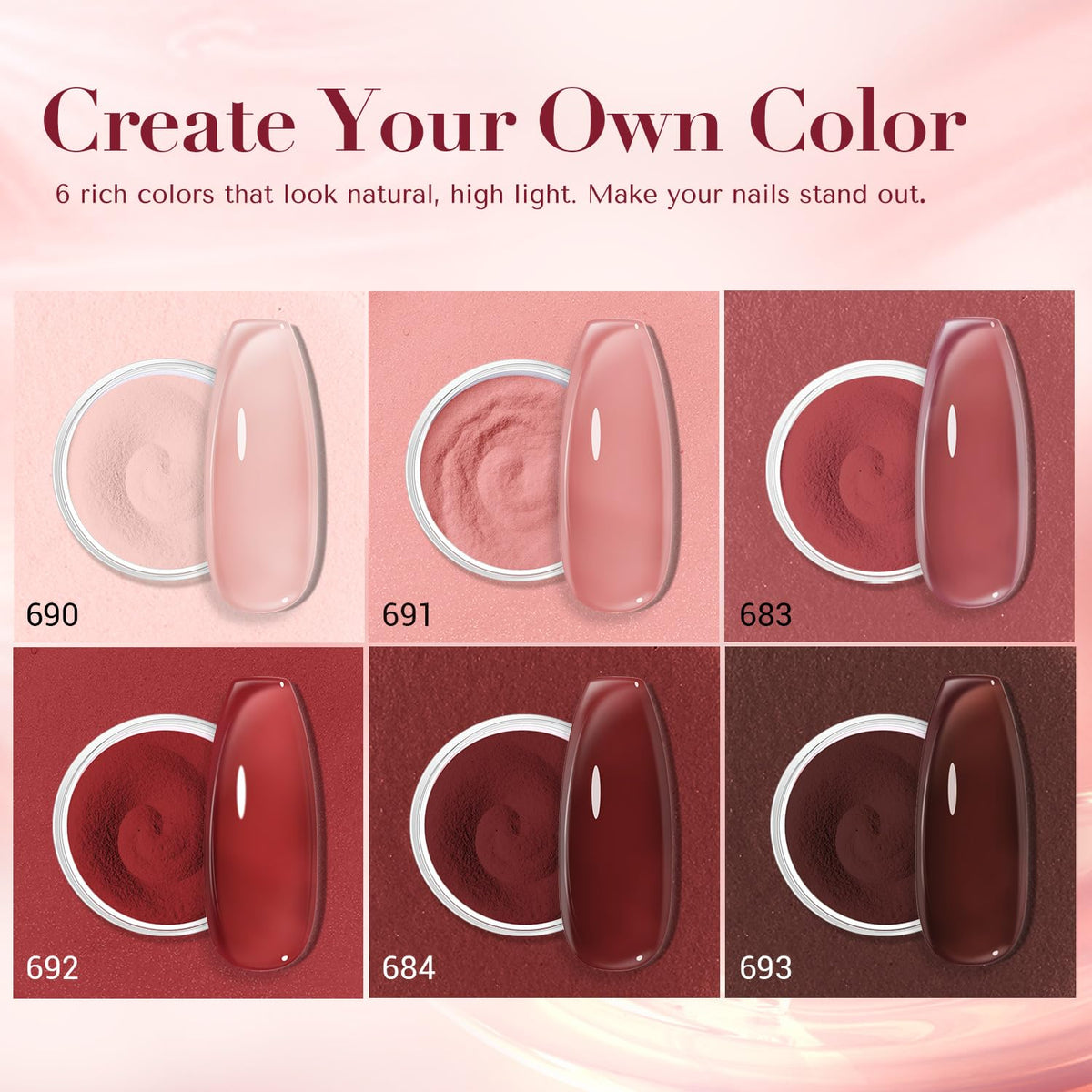 AzureBeauty contents open revealing six pots and compact starter manicure tools