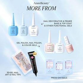 AZUREBEAUTY cured nails under LED lamp showing glossy translucent finish
