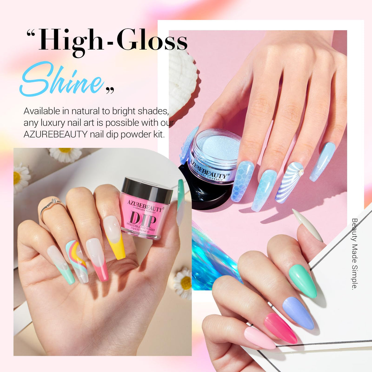 AzureBeauty drill bits and sanding bands laid out benefit: versatile nail prep