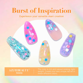AZUREBEAUTY finished manicure close-up, glossy natural-looking nails with shine