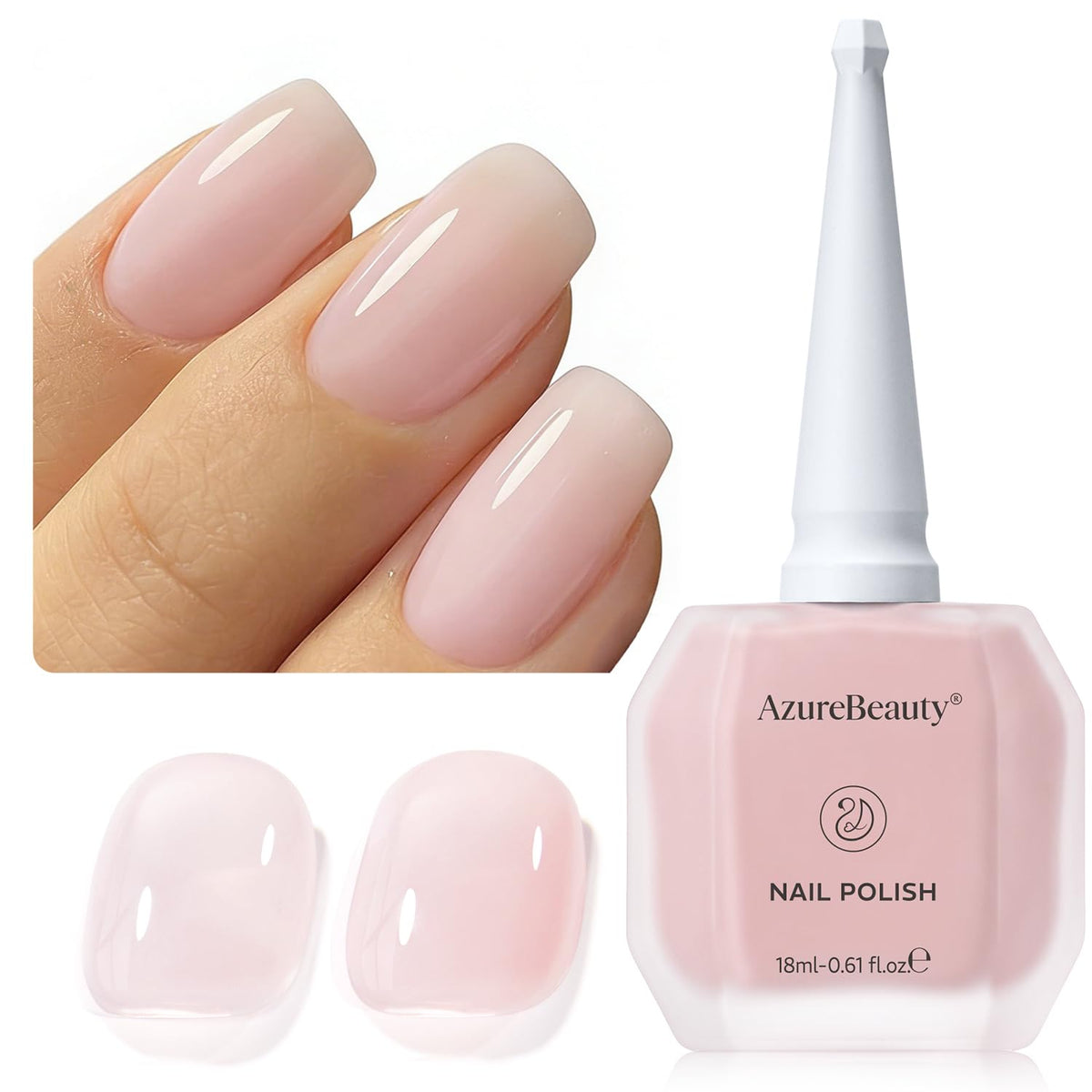 AZUREBEAUTY front bottle view showing sheer jelly pink and 18ml size for value