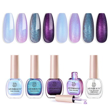 AZUREBEAUTY front view of four chameleon polish bottles showing color variety and gift-ready look