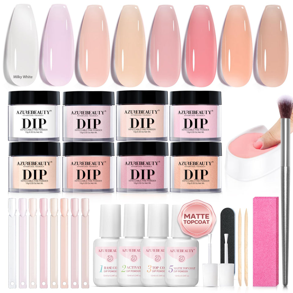 AZUREBEAUTY front packaging showing complete 30-piece dip kit benefits