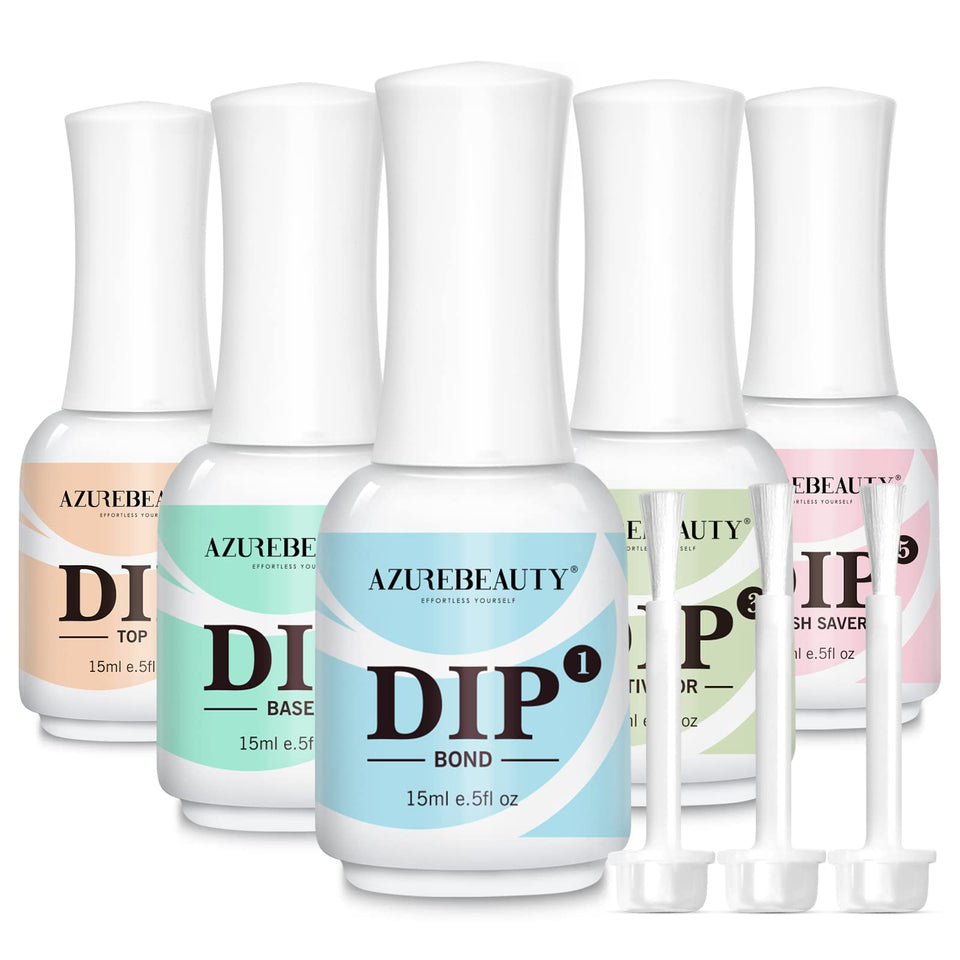 AzureBeauty front packaging showing complete five-piece dip liquid set and convenience