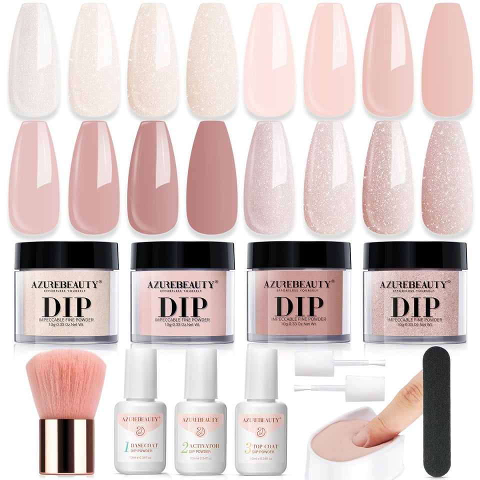 AZUREBEAUTY front packaging showing complete dip powder kit benefit quick start