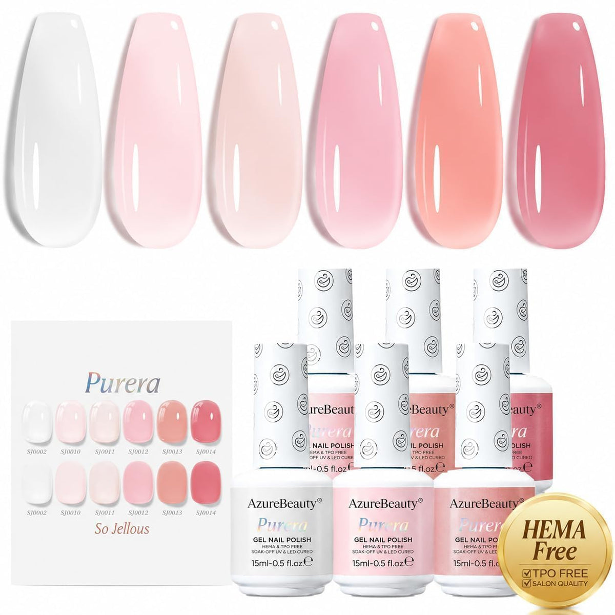 AZUREBEAUTY front packaging showing six jelly nude shades, gift-ready