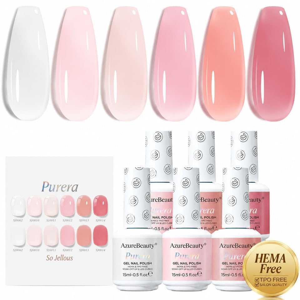 AZUREBEAUTY front packaging showing six jelly nude shades, gift-ready