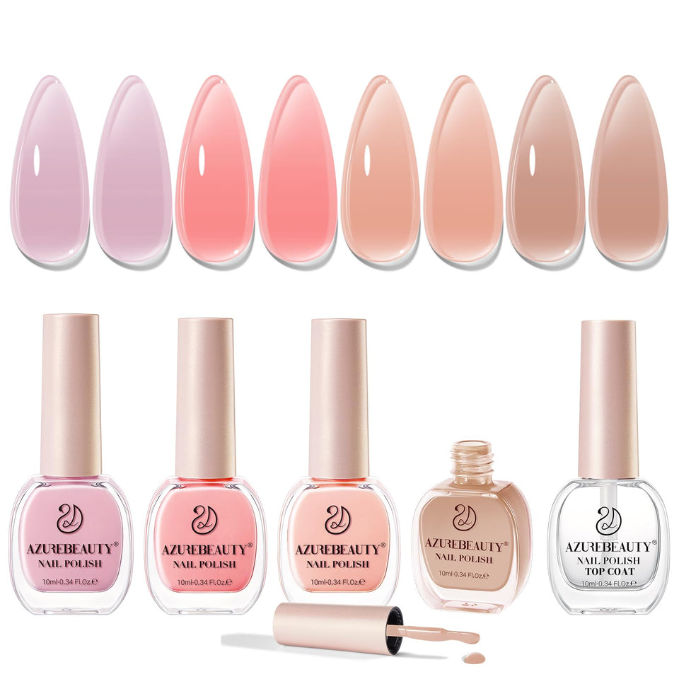 AZUREBEAUTY front packaging showing all four jelly polish colors and top coat, clear kit benefit