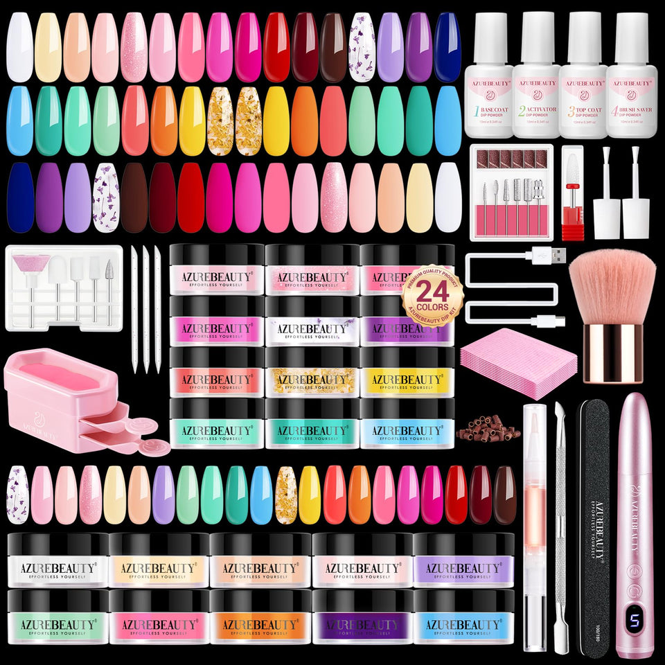 AZUREBEAUTY front packaging showing complete manicure kit and contents for easy setup