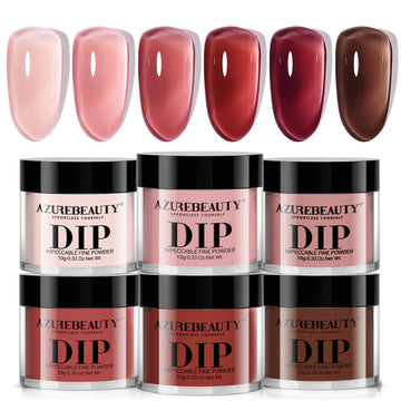 AzureBeauty front packaging showing six blush jelly dip powders and benefits