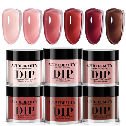 AzureBeauty front packaging showing six blush jelly dip powders and benefits