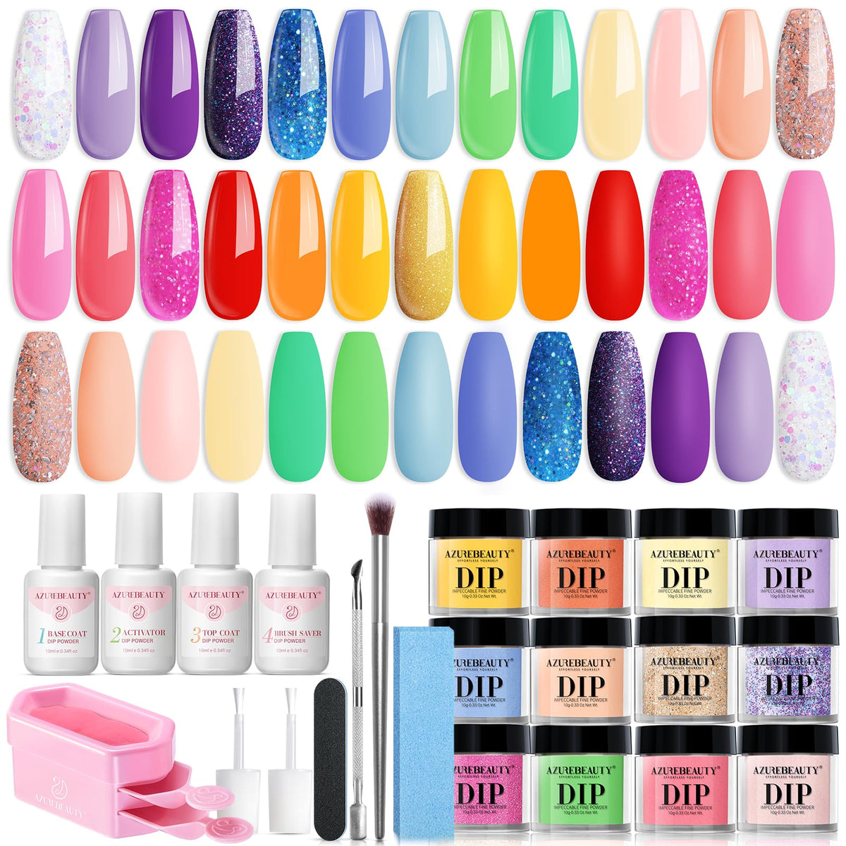 AzureBeauty front packaging showing kit components and vibrant neon colors for easy selection