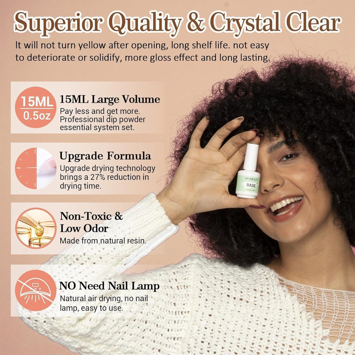 AZUREBEAUTY hands using dip liquids showing simplified lamp-free dipping process