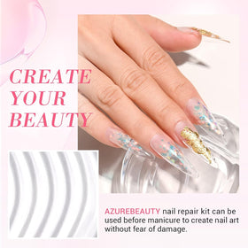 AZUREBEAUTY repair kit in use on a cracked nail demonstrating quick restoration