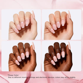 AzureBeauty nails finished in crystal French using jelly baby pink for natural look