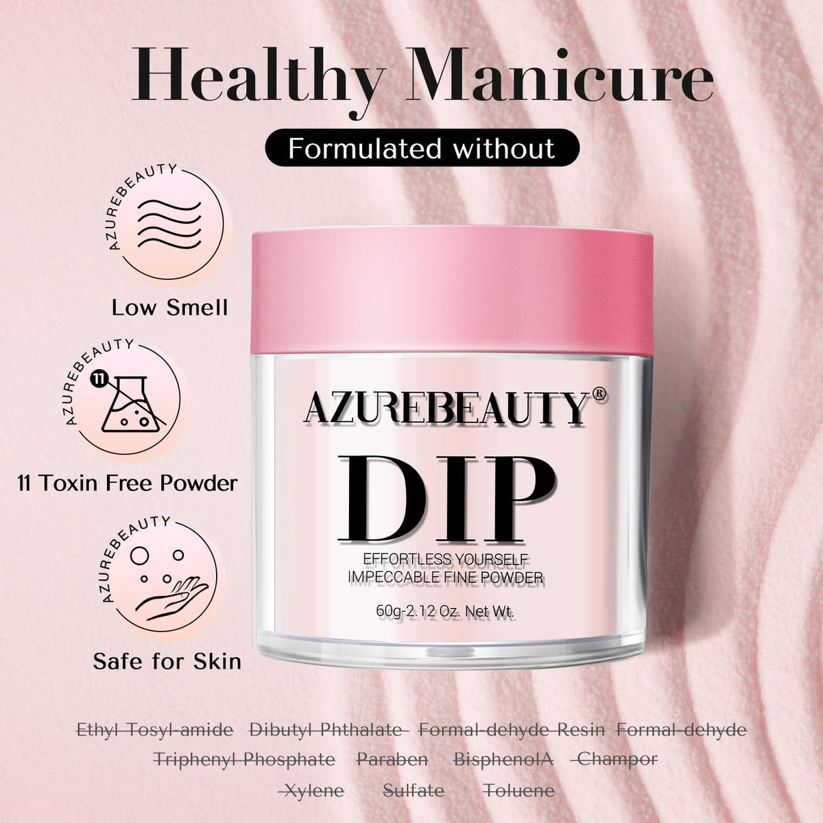 AzureBeauty label detail highlighting ingredients and professional-quality manufacturing
