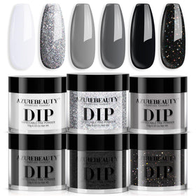 AZUREBEAUTY kit front packaging showing six dip powder jars for salon-quality results