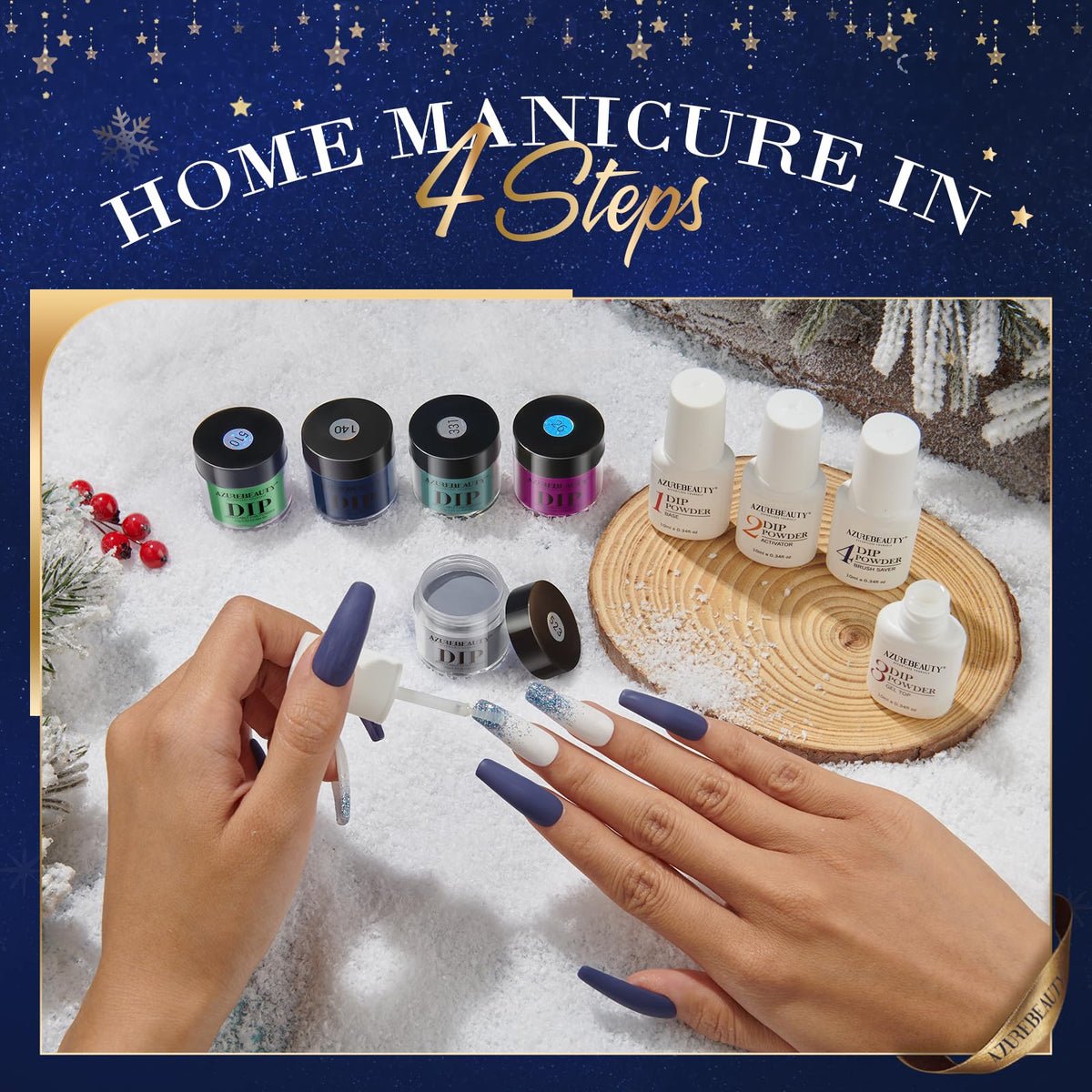 AZUREBEAUTY lifestyle image of party-ready nails highlighting dramatic color-changing effect