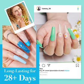 AzureBeauty base coat, top coat, activator bottles showing liquid finish and control