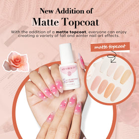 AZUREBEAUTY matte and gloss topcoats shown for finish options