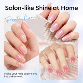 AZUREBEAUTY before and after nail extension comparison showing improved strength