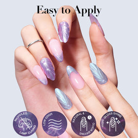 AZUREBEAUTY hand model wearing chameleon polish illustrating dynamic light-reflective finish