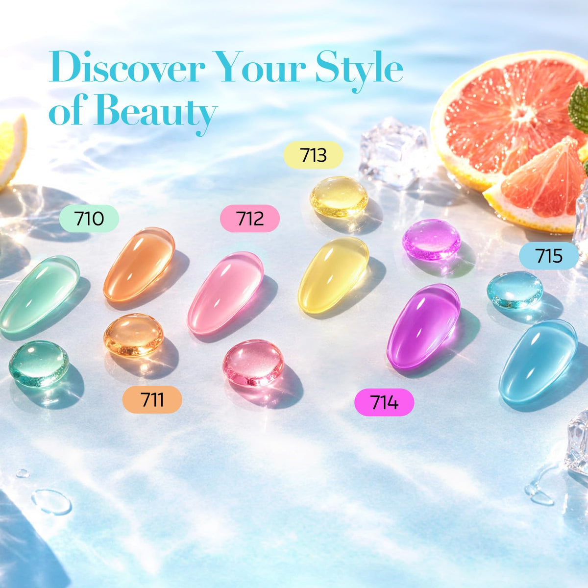 AzureBeauty open kit layout displaying all six translucent pastel powders and containers