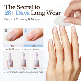 AzureBeauty wipe removing oil from nail demonstrating quick prep benefit