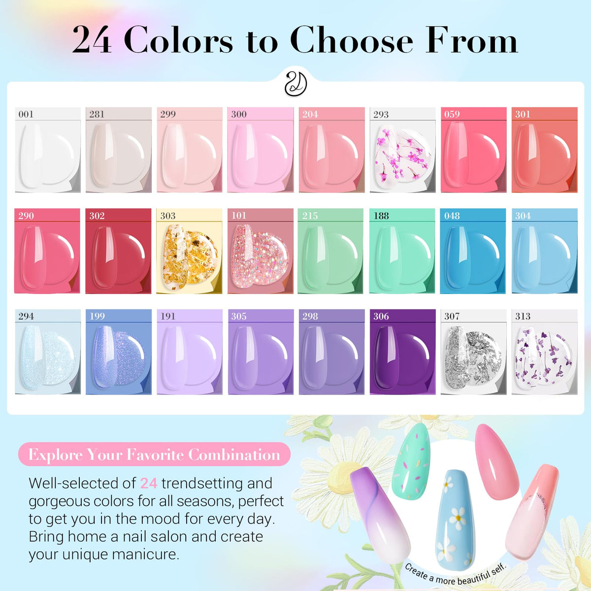 AzureBeauty powder collection of 24 macaron colors benefit: seasonal color variety